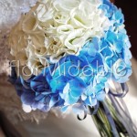 Refined blue and white hydrangea bridal bouquet